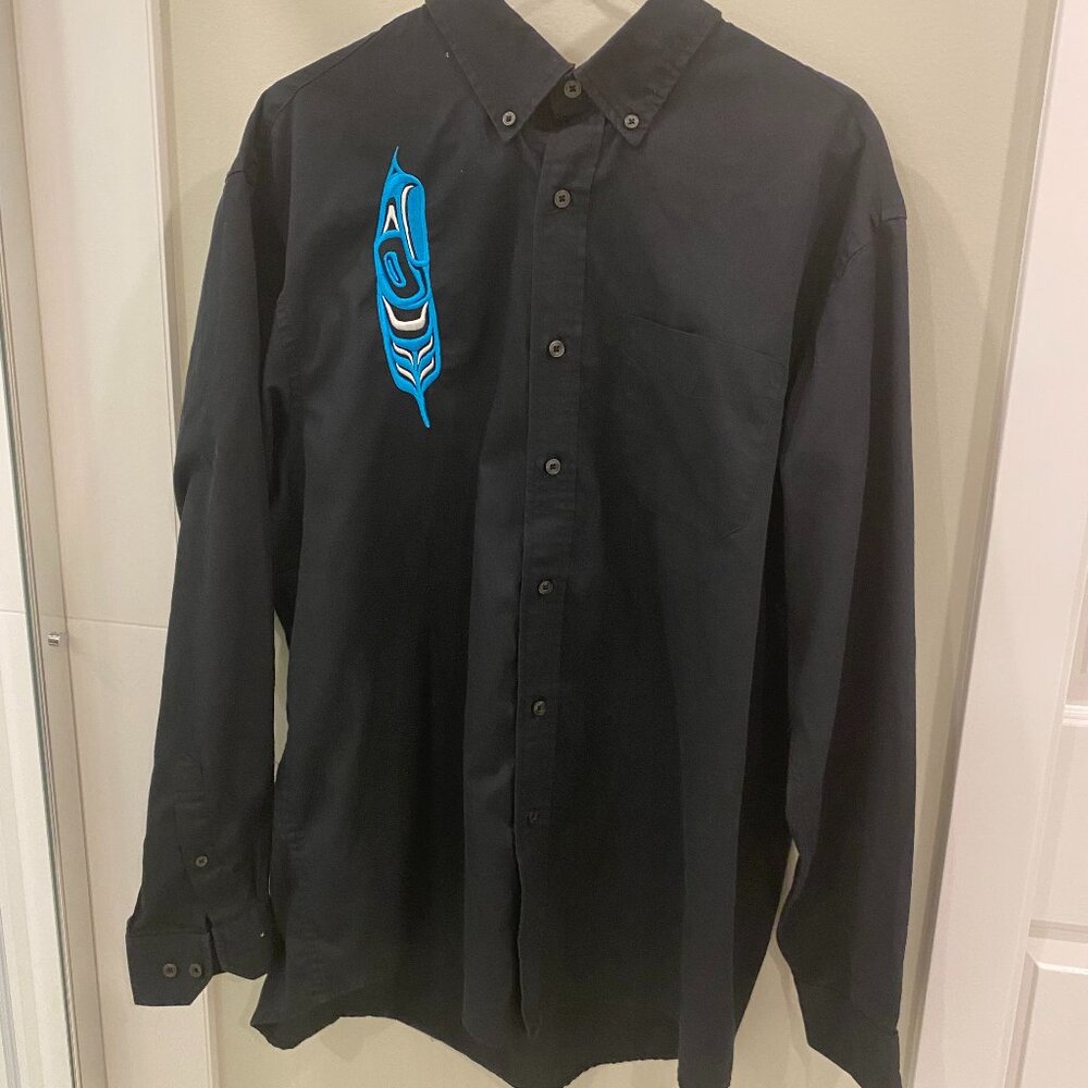 Coal Harbour Black Button Down Long Sleeve Embroidered Shirt, size XL